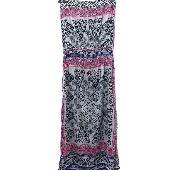 Kalypso 7 Sumba Strapless Dress Coverup, White Multi, Cotton, M - Picture 4 of 12